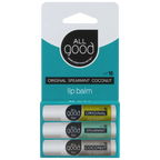 3 Pack Lip Balm, SPF 15, Original, Spearmint, Coconut Flavors