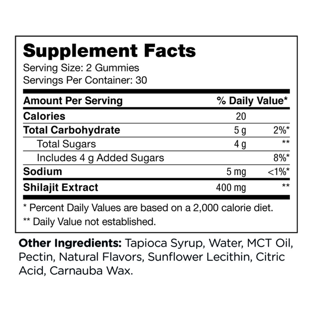 Shilajit Gummies, Rasberry Flavored